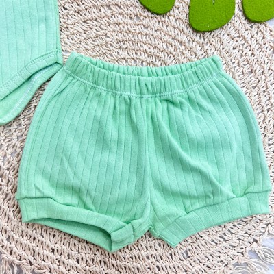Conj. Body Regata e Short Canelado - Verde